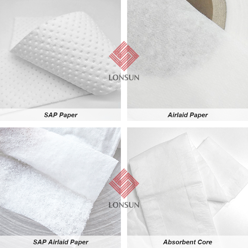 Papel SAP con núcleo absorbente de materia prima para servilletas sanitarias